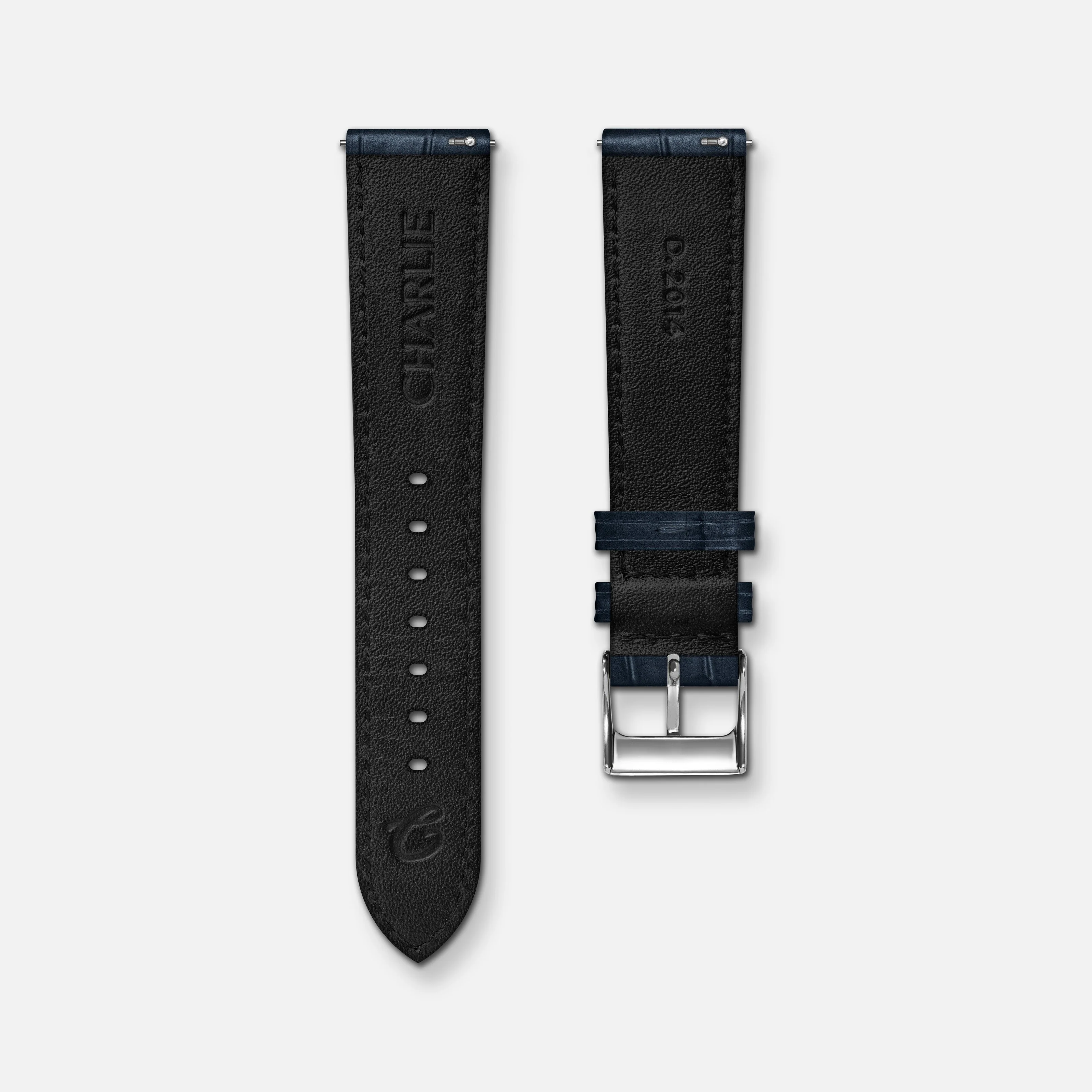 Bracelet cuir crocograin bleu 18mm - Image 4