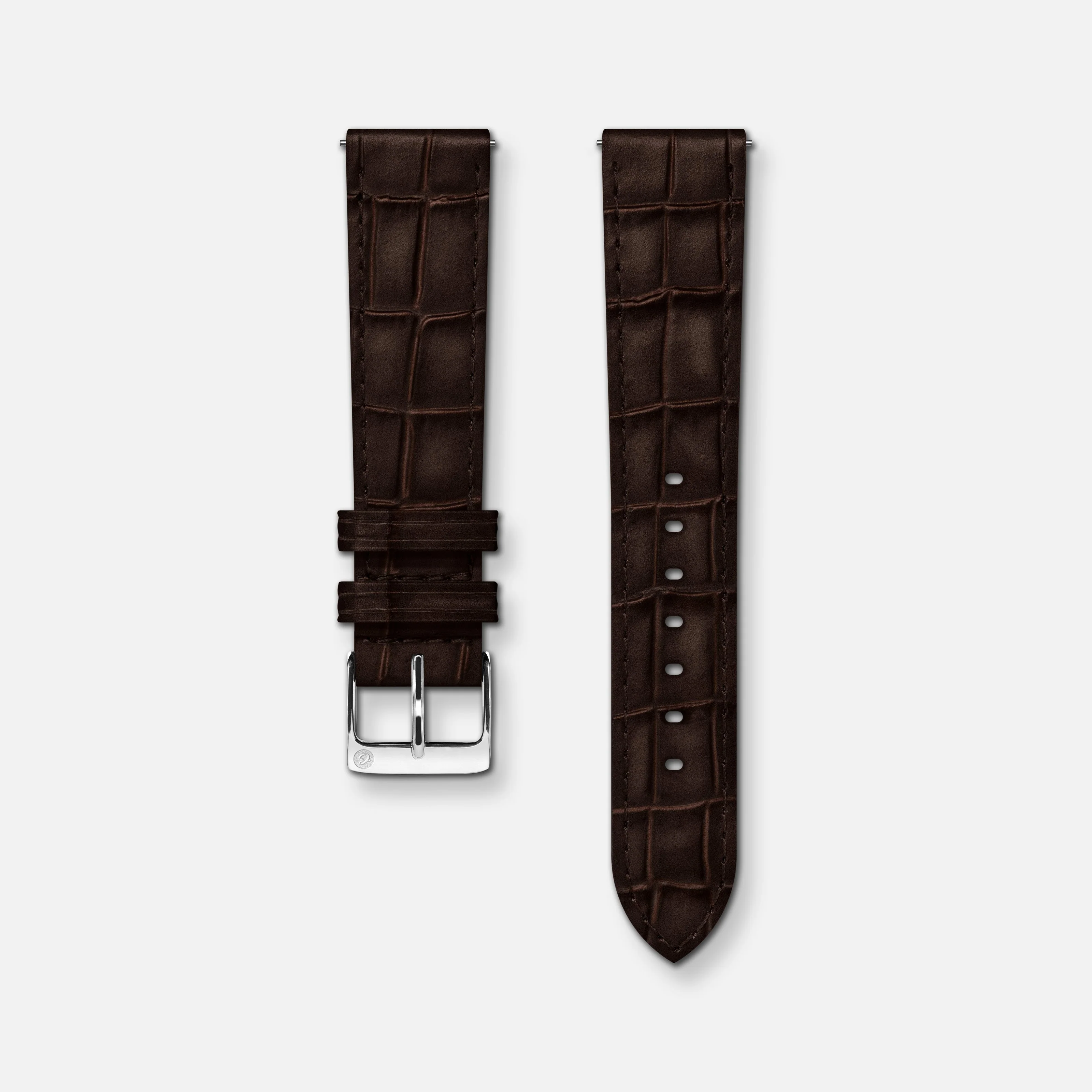 Bracelet cuir crocograin chocolat 18mm - Image 4