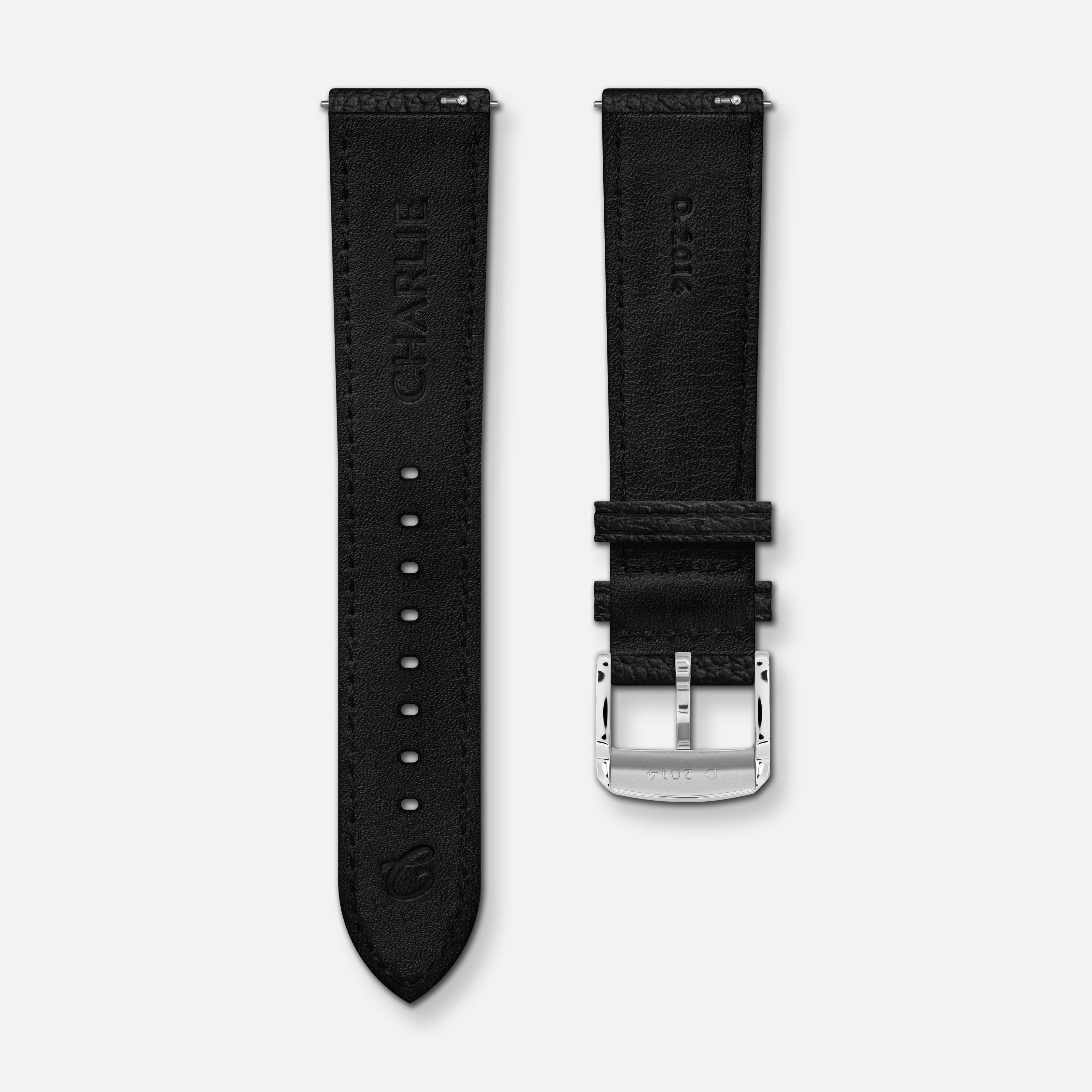 Bracelet cuir grainé noir 20mm - Image 3
